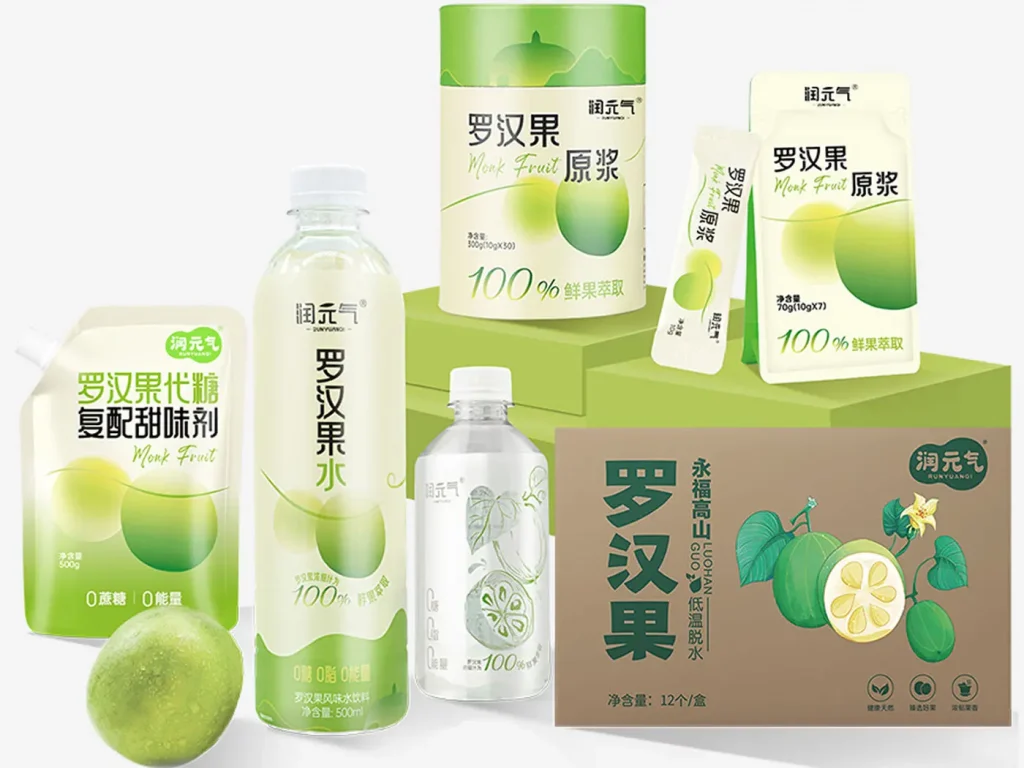 Monk Fruit Consumer Products including monk fruit drinks, syrup and dried monk fruit
