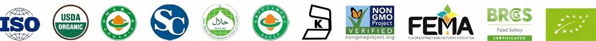 SanLengBio organic and quality certifications including USDA Organic, EU Organic, Halal, Kosher and ISO standards